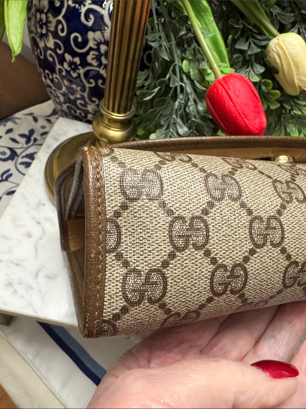Gucci GG Supreme Sherry Line Clutch with Web Stripe Vintage EUC - Picture 6 of 12